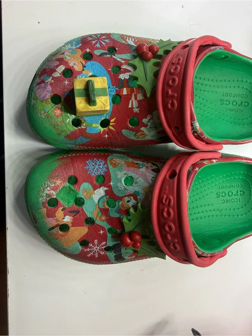 CROCS Kids Red & Green Holiday Clogs with Festive Charms